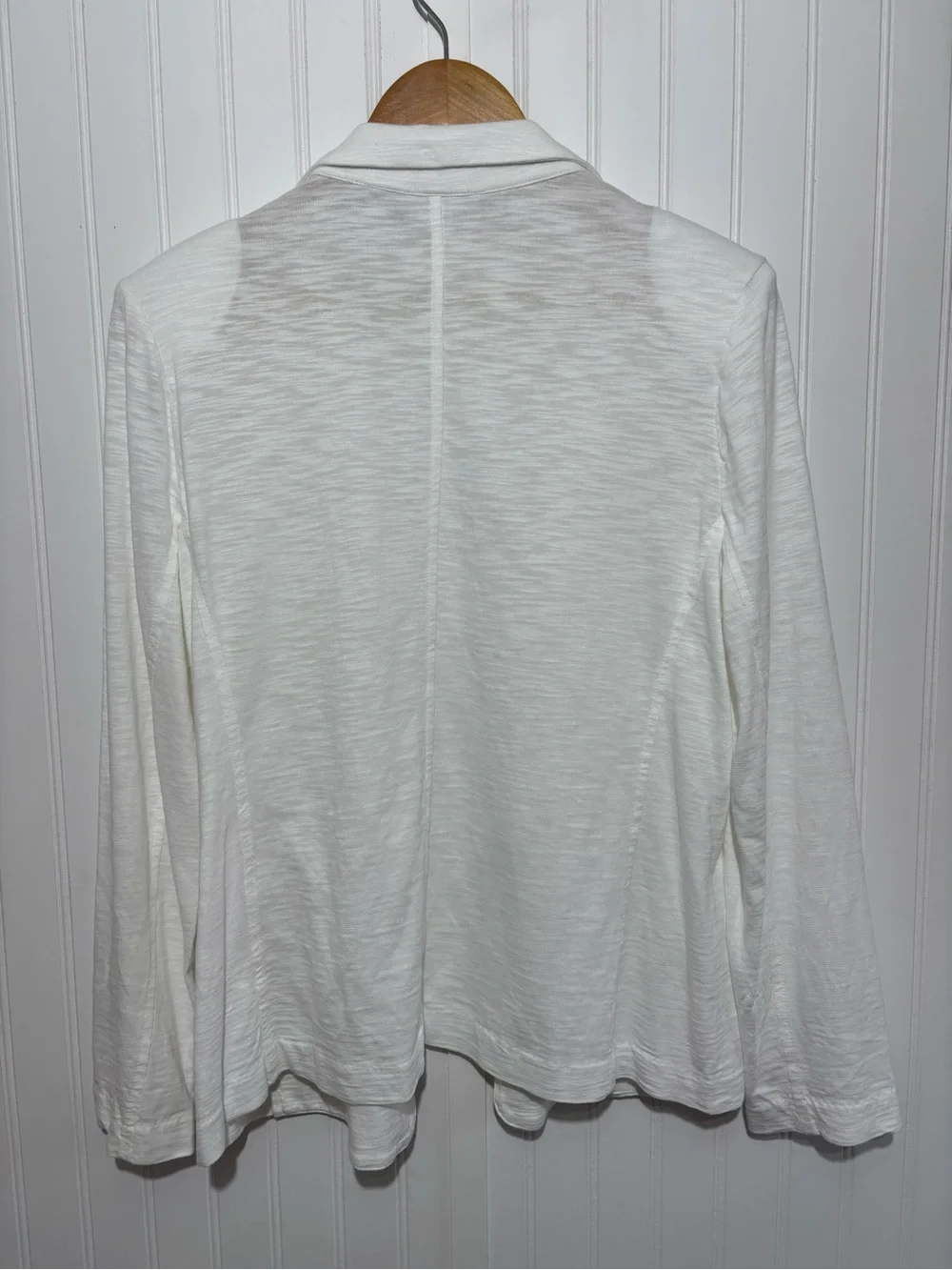 Chico’s White Open Front Knit Blazer Cardigan Jacket Size Large (Chico’s 2)